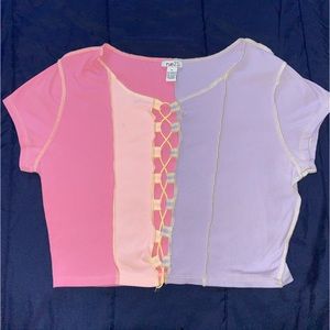 Split pink and purple Rue 21 crop top